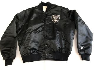 Vintage Starter Oakland Raiders Satin Bomber Jacket Men’s Size Xl X - Large