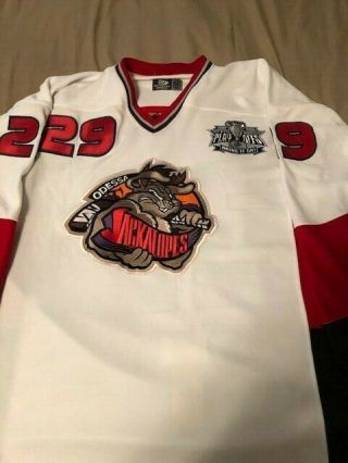 2008/09 Odessa Jackalopes Game Issue Jersey Size 56 Fight Strap 29 Chl Playoff