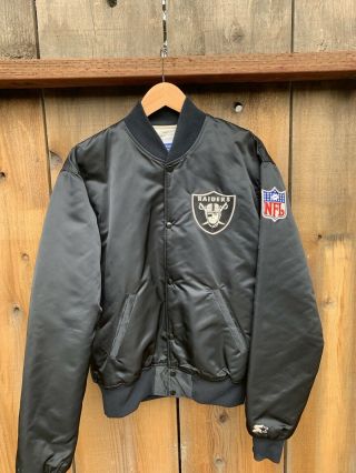 Vintage Oakland Las Vegas Raiders Starter Satin Bomber Jacket Sz Large