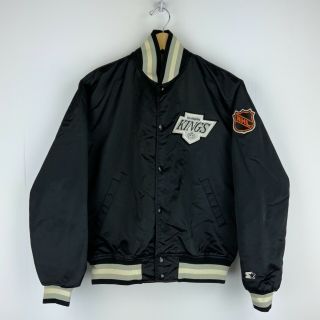 Los Angeles Kings Vintage Starter Satin Jacket Size Large Black Nhl 90s