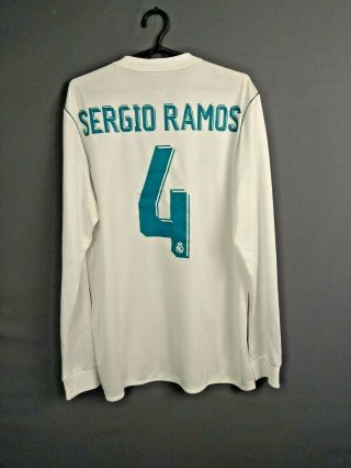 Sergio Ramos Real Madrid Jersey 2017/18 Long Sleeve Medium Shirt Adidas Ig93