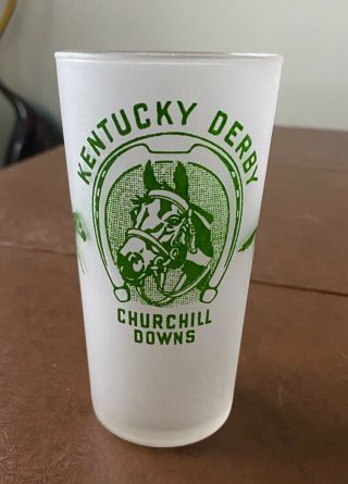1948 Kentucky Derby Churchill Downs Frosted Drinking Glass,  5 1/4 " Tall