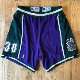 1994 - 1995 Milwaukee Bucks Authentic Champion Game Worn Shorts Sz 40 Xxl 2xl