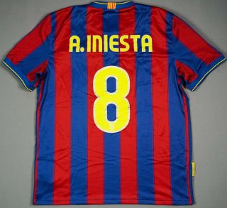 Andreas Iniesta Fc Barcelona 2009/10 Home L Football Shirt Jersey Camiseta Patch