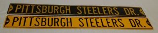 Pittsburgh Steelers Drive Large Metal Street Sign Pair Black Gold Nfl Man Cave
