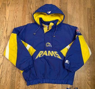 Vtg St.  Louis/los Angeles Rams Starter Jacket Xl 1990s Pullover Parka Nfl