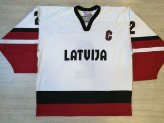 Tackla Iihf U20 Latvia Latvija Game Worn Ice Hockey Jersey Shirt Xxl 2 C Patch