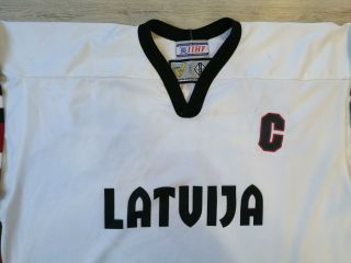 TACKLA IIHF U20 Latvia Latvija Game Worn Ice Hockey Jersey Shirt XXL 2 C Patch 2