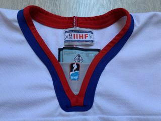 Retro IIHF Norway Game Worn Ice Hockey Jersey Shirt TACKLA White Size L 23 3