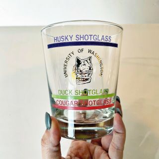 Rare Vtg University Of Washington Uw Huskies Short Rocks Shot Glass Funny 80’s