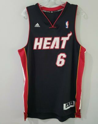 Rare 2010 Adidas Nba Miami Heat Lebron James 6 Black Jersey Mens M Sewn