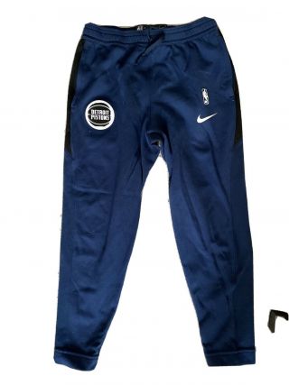 Nike Mens Xl Team - Issued Detroit Pistons Dri - Fit Sweatpants Nba Authentics Blue