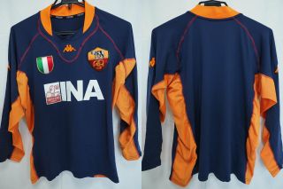 2001 - 2002 As Roma Asr I Giallorossi Jersey Shirt Maglia Third Ina Kappa L/s 3xl