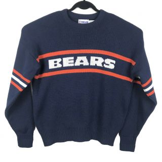 Vintage Cliff Engle Chicago Bears Sweater Nfl Pro Line Wool Blend Navy Large