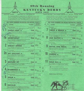 1973 - 99th Kentucky Derby program in - SECRETARIAT 2