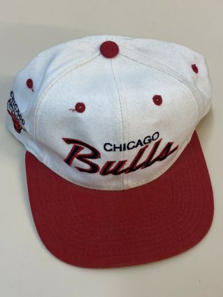 Vtg 90’s Chicago Bulls Sports Specialties Script Snapback Hat Nba Logo
