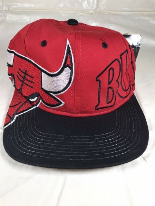 Vintage Starter Chicago Bulls Big Logo Snapback Hat Staining