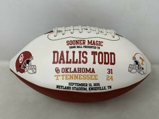2015 Oklahoma Tennessee Volunteers Sooner Magic Game Ball Player Award Football