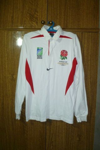 England Nike Rugby Shirt Wc 2003 World Cup Champions Longsleeve White Men Size M