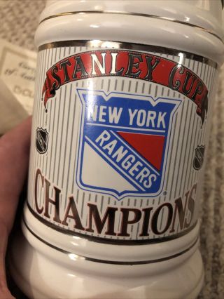 NY Rangers 1994 stanley cup limited stein championship 1082 Of 2450 York 3