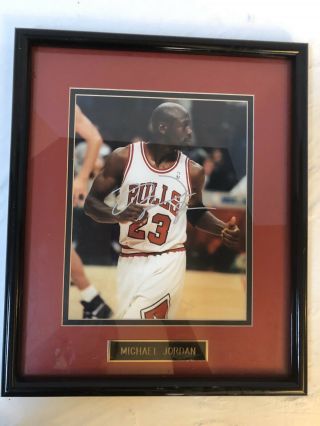 Michael Jordan Signed Framed Picture Chicago Bulls Autograph No