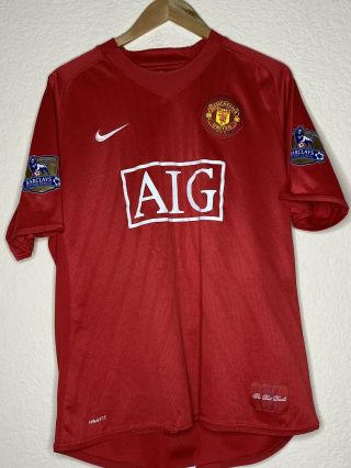 Manchester United 2007 2008 RONALDO football shirt soccer jersey Nike L men 2