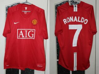 Manchester United 2007 2008 2009 Ronaldo Nike Home Shirt Jersey Size L