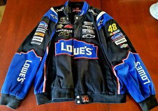 Jimmie Johnson Lowes 48 Nascar Racing Jacket Blue And Black 5 Time Champion 2xl