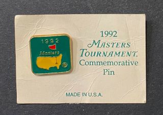 1992 Masters Augusta National Golf Club First Year Commemorative Pin On Card