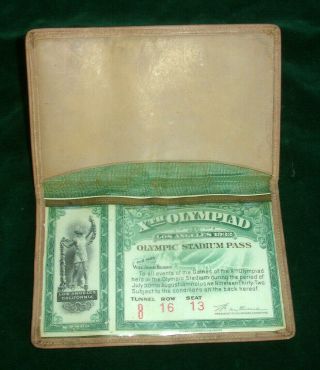1932 Olympic Stadium Pass Los Angeles Olympics With Orig Case Xth Olympiad $22