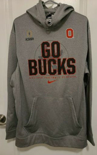 Go Bucks College Football Playoff Hoodie Nike Therma - Fit Sz Xl Gray Ohio State