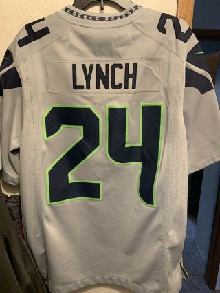 Seattle Seahawks Marshawn Lynch Nike On Field Jersey Grey Size Large Stitched