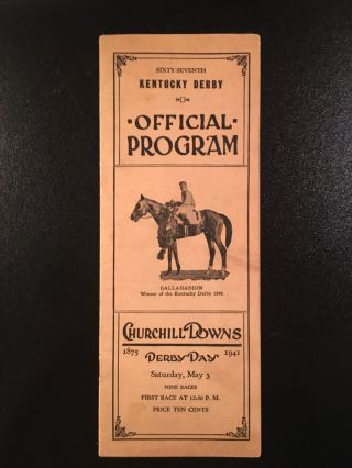1941 - 67th Kentucky Derby Program In - Whirlaway