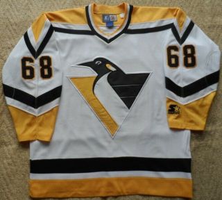 Vintage Starter Jersey Pittsburgh Penguins Hockey Nhl Jaromir Jagr 68 Size.  L