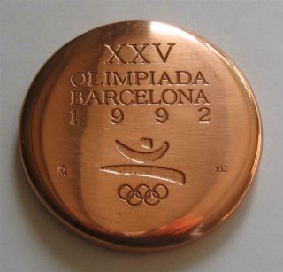Official Olympic Participation Medal Barcelona 1992 In Unfinished Copper Rare