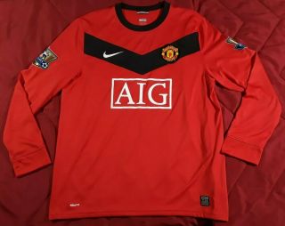 Nike Official Manchester United Long Sleeve Soccer Football Jersey Mens Sz L.