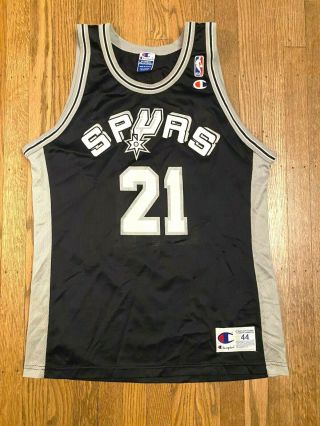 Vtg San Antonio Spurs Tim Duncan Champion Jersey Sz 44 Nba 1990s
