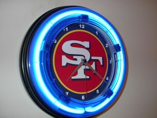 San Francisco 49ers Football Bar Man Cave Blue Neon Wall Clock Sign