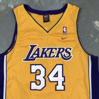 Vintage Nike NBA Lakers Shaq Shaquille O’Neal 34 Jersey Swingman XL Stitch 3