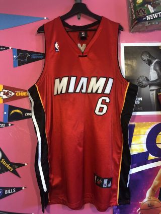 Lebron James 6 Miami Heat Adidas Nba Authentics Red Jersey Mens 54 2xl