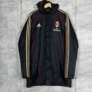 Adidas Ac Milan Vintage Bench Jacket Size Extra Large Black Stripes Uefa