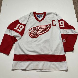 Vintage 1990s Starter Nhl Detroit Red Wings Steve Yzerman Hockey Jersey Size M