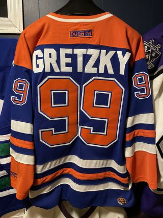 Wayne Gretzky Edmonton Oilers Blue Away Ccm Vintage Hockey Jersey - Size L