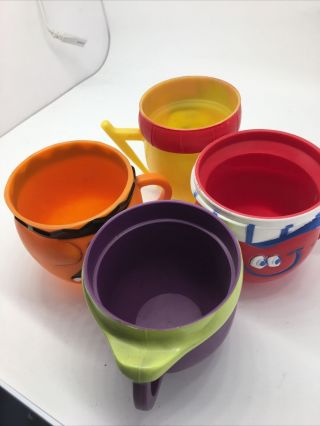 4 Vintage Pillsbury Kool Aid Funny Face Plastic Cup/mugs 1969 - 1970 Orange Grape