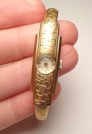 VINTAGE ART DECO GOLD FILLED LADIES CUFF SMALL WRISTWATCH 10 MICRONS 