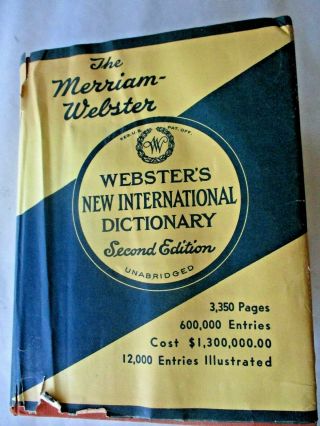 The Merriam Webster International Dictionary 2nd Edition 1959 W/jacket