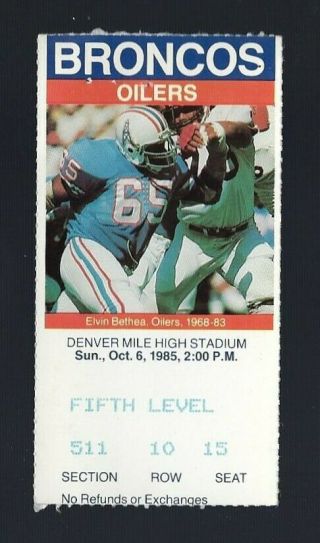 Vintage 1985 Nfl Houston Oilers @ Denver Broncos Football Ticket Stub - Elway