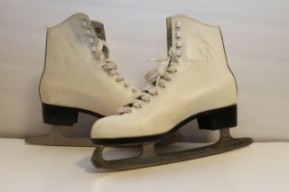 Vintage Lange Womens White Ice Figure Skates Size 8