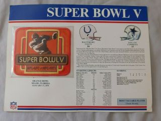 1971 Bowl V Patch Baltimore Colts Vs Dallas Cowboys