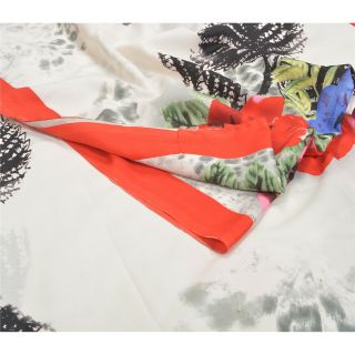 Sanskriti Vintage White Sarees Crepe Silk Digital Printed Sari Decor 5 Yd Fabric